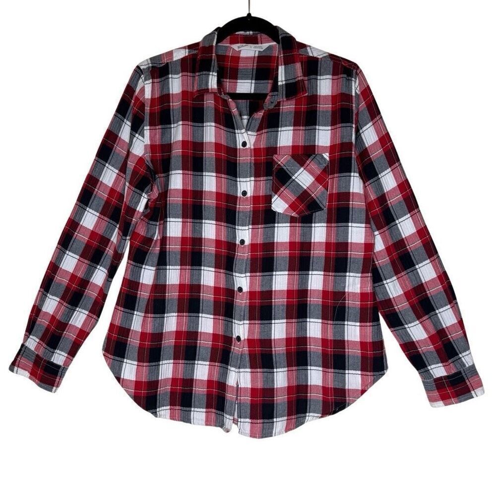 Woolrich Red, White, & Black Cotton Plaid Shirt/Jacket Sz L Country, Western - Picture 1 of 12